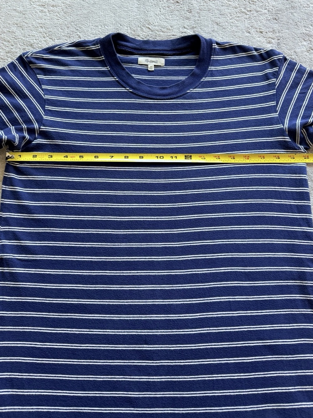 Madewell Tina Striped Cotton T-Shirt Dress Size S Navy White - Picture 7 of 9